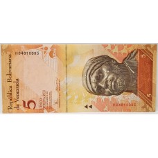 VENEZUELA 2008 . FIVE 5 BOLIVARES BANKNOTE